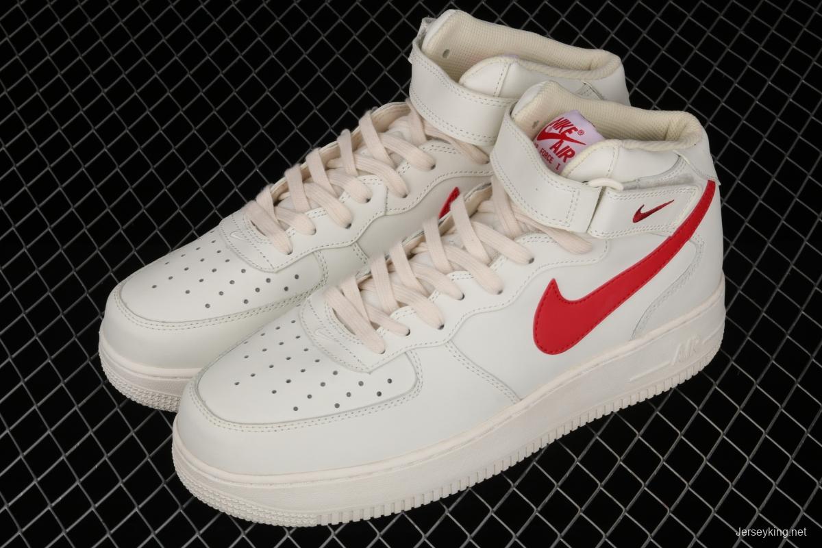 NIKE Air Force 1 Mid air force white and red top casual board shoes 315123-126