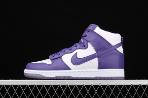 NIKE SB DUNK High Varsity Purple dunk series white and purple color retro high top leisure sports skateboard shoes DC5382-100