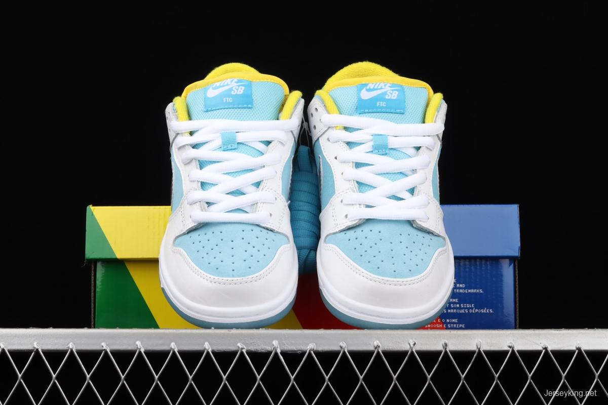 Ftc Skateboarding x NIKE SB DUNK Low Pro QS LAGOON PULSE silver ice blue low-top skateboard shoes DH7687-400