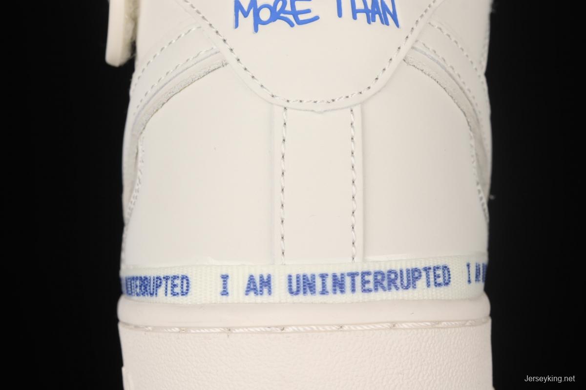 Uninterrupted x NIKE Air Forece 1107Mid MORE THAN Mibao Blue signature graffiti to help Mantianxing 3M reflective leisure board shoes NU3060-686