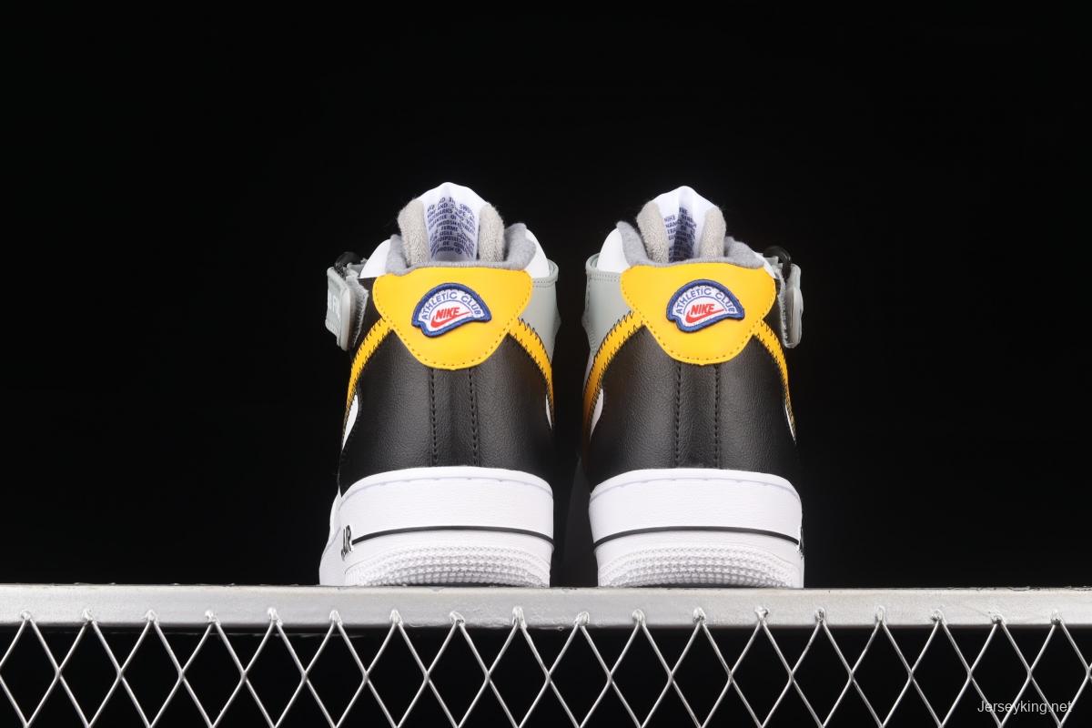 NIKE Air Force 1 Mid Athletic Club white and yellow medium-top casual board shoes DH7451-101