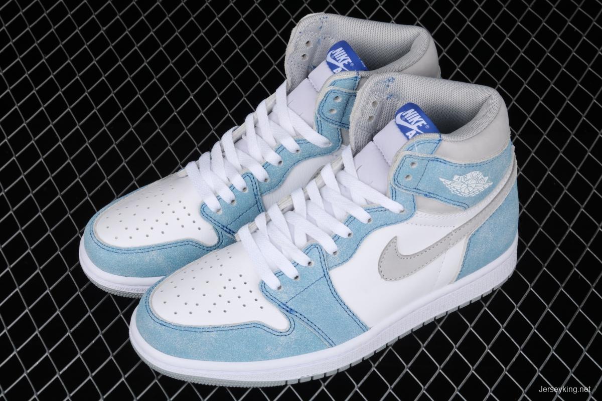 Air Jordan 1 Hyper Royal washed North Carolina high top basketball shoes 555088-402