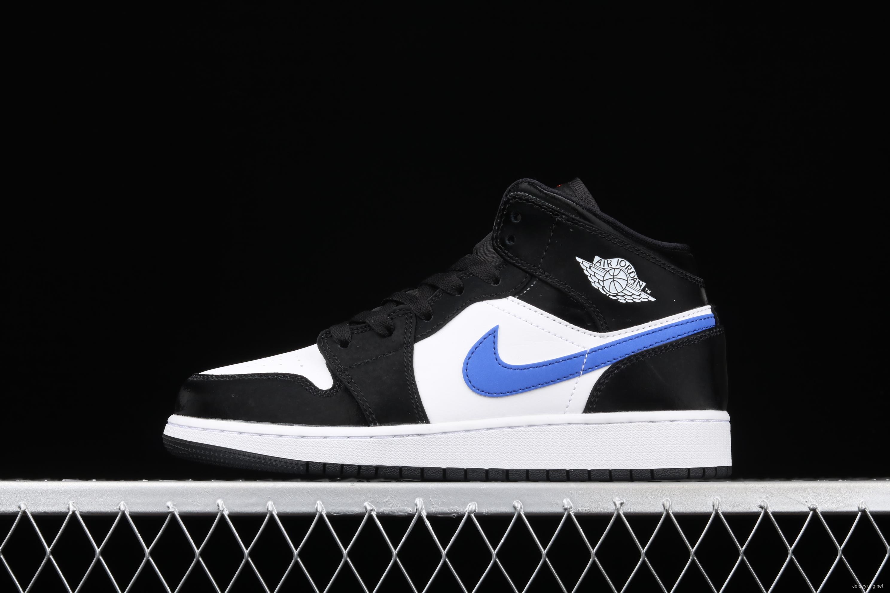 Air Jordan 1 Mid GS blue panda Zhongbang basketball shoes 554725-084