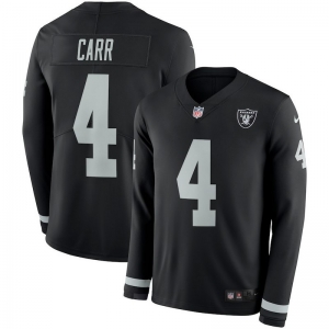 Men's Derek Carr Black Therma Long Sleeve Player Limited Team Jersey