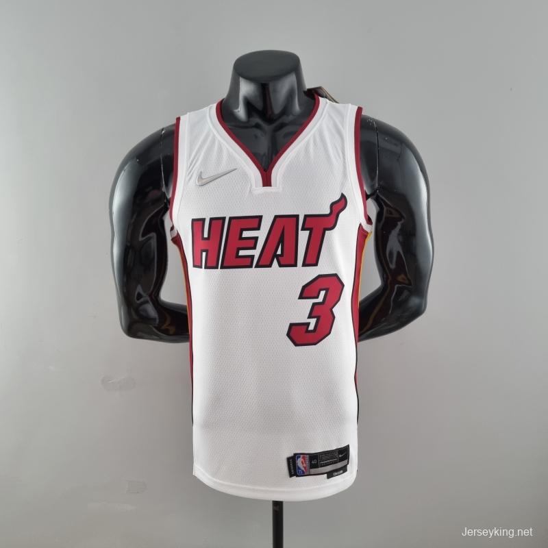 75th Anniversary Miami Heat WADE #3 White NBA Jersey