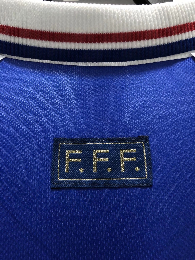 Retro 1998 Long Sleeve France Home Soccer Jersey With 98 France Patch