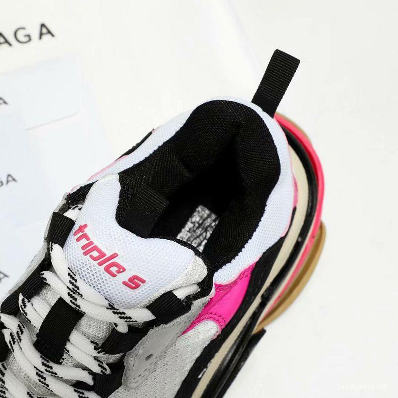 Men/Women Balenciaga Triple S  Sneaker Pink/Black/White