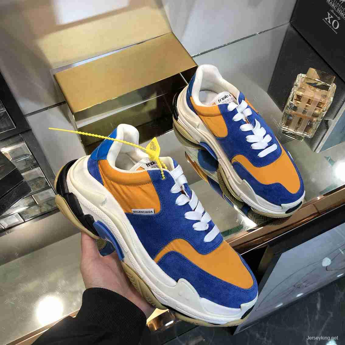 Men/Women Balenciaga Triple S Sneaker Navy/Brown Item 6380340