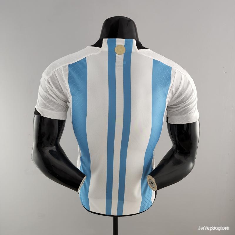 Player Version 2 Stars Argentina Home Final Match Jersey With Full Patch