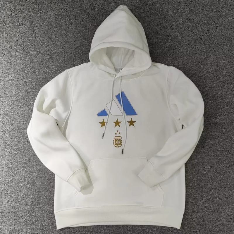 3 Stars Argentina Messi White Hoodie