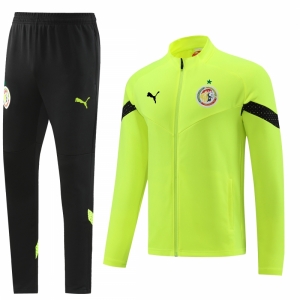 2022 Senegal Fluorescent Yellow Full Zipper Tracksuit