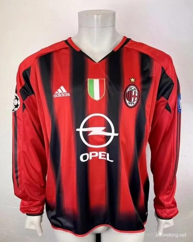 Retro 04/05 AC Milan Home Long Sleeve Jersey