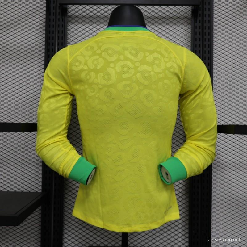 Player Version 2022 Brazil Home Long Sleeve Jersey