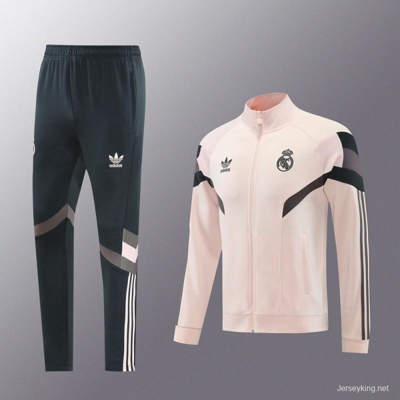 24/25 Real Madrid Light Pink Full Zipper Jacket +Long Pants