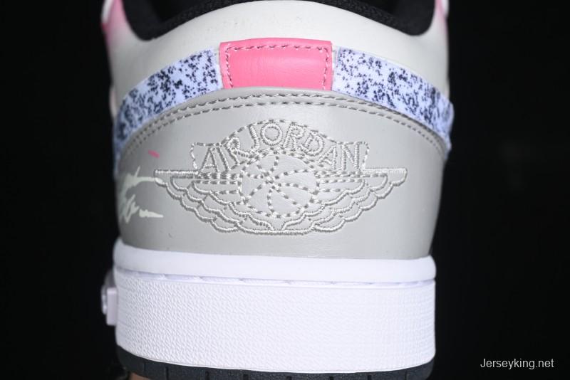 Nike Air Jordan 1 Low Retro Basketball Shoes - Panda Mischief Qixi Theme with Special Graffiti Design - 553558-132