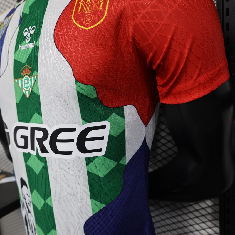 Player Version 25/26 Real Betis Multi-Club White with Colorful Tribute Patchwork Jersey