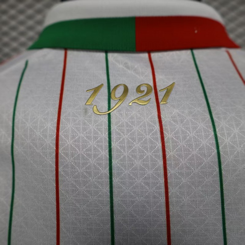 Player Version 2025 CD Palestina White with Red and Green Pinstripe Jersey