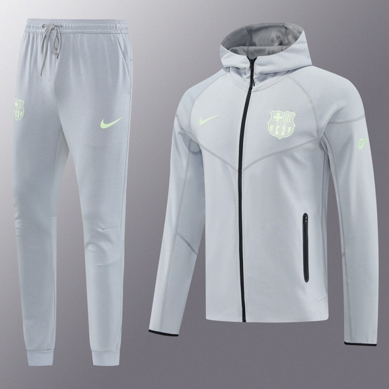 25/26 Barcelona Grey Full Zipper Hoodie Jacket +Long Pants