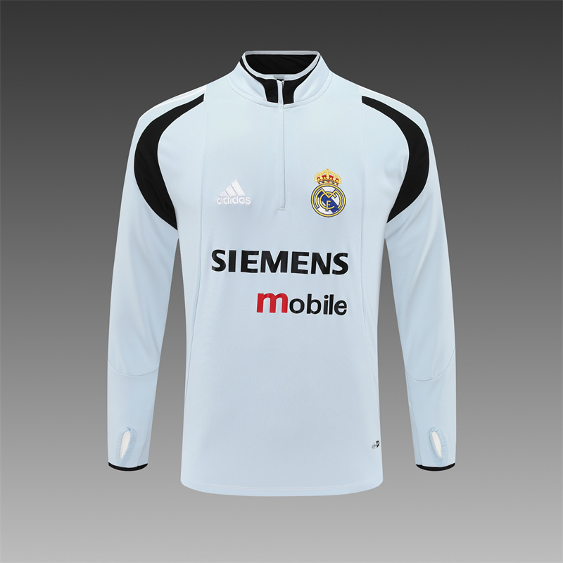 Retro 04/05 Real Madrid Light Grey Half Zipper Jacket