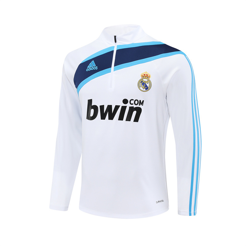 Retro 09/10 Real Madrid White Half Zipper Jacket