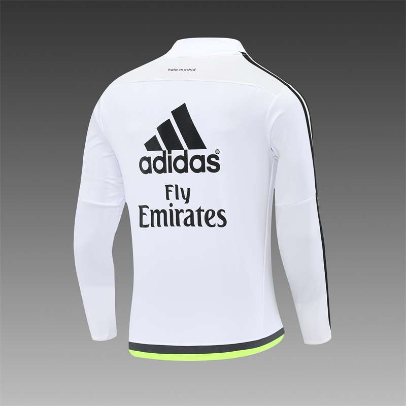 Retro 15/16 Real Madrid White Half Zipper Jacket