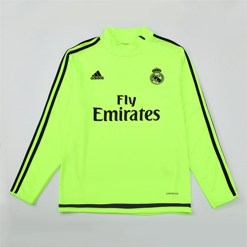 Retro 15/16 Real Madrid Fluorescent Green Half Zipper Jacket