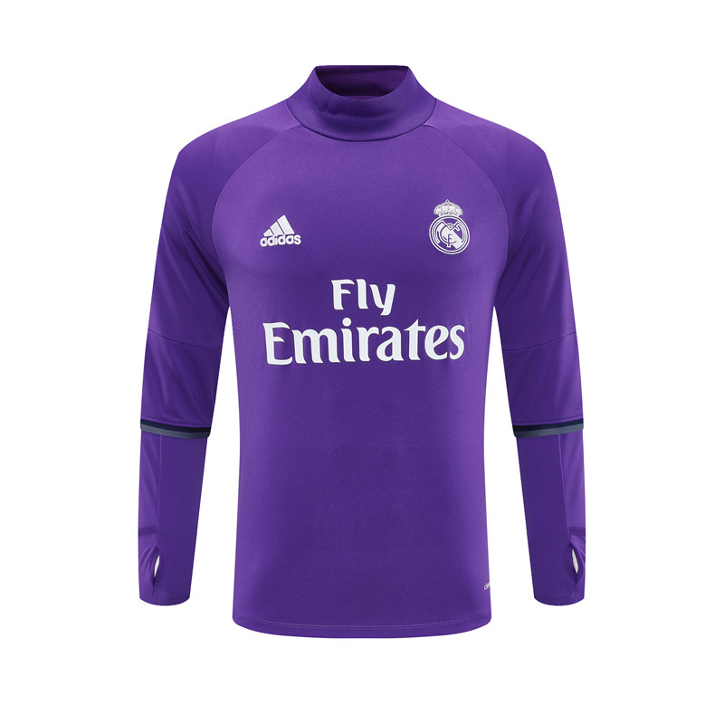 Retro 16/17 Real Madrid Purple Half Zipper Jacket