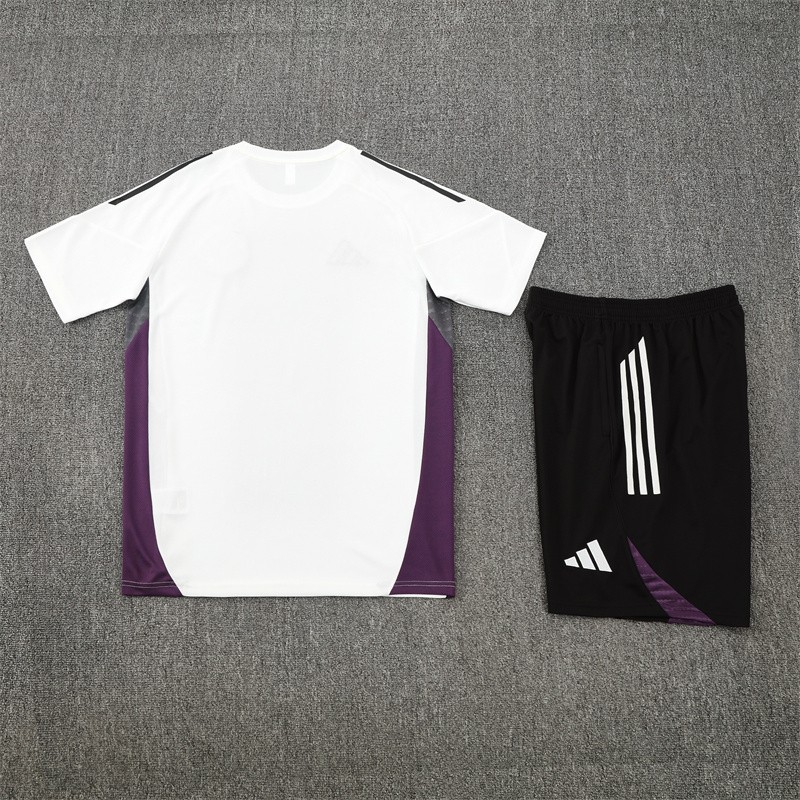 25/26 Manchester United White Purple Short Sleeve+Soccer Shorts