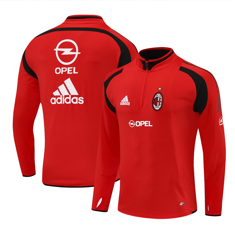 Retro 04/05 AC Milan Red Half Zipper Jacket