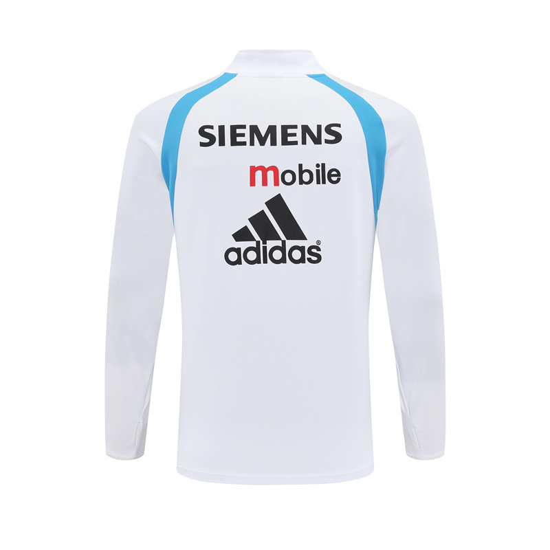 Retro 03/04 Real Madrid White Half Zipper Jacket