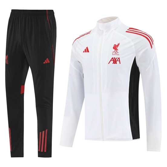 25/26 Liverpool White S-2XL Half Zipper Jacket+Long Pants