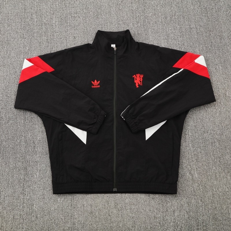 25/26 Manchester United Black Half Zipper Jacket+Long Pants S-3XL