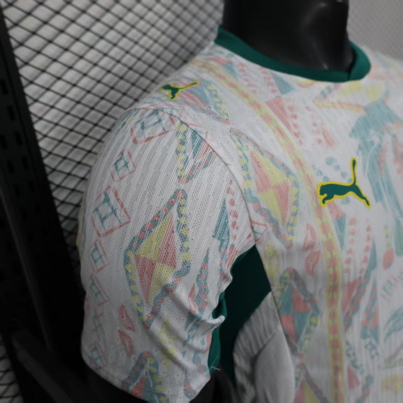 25/26 Player Version  Senegal Away White with African Traditional Pattern Jersey