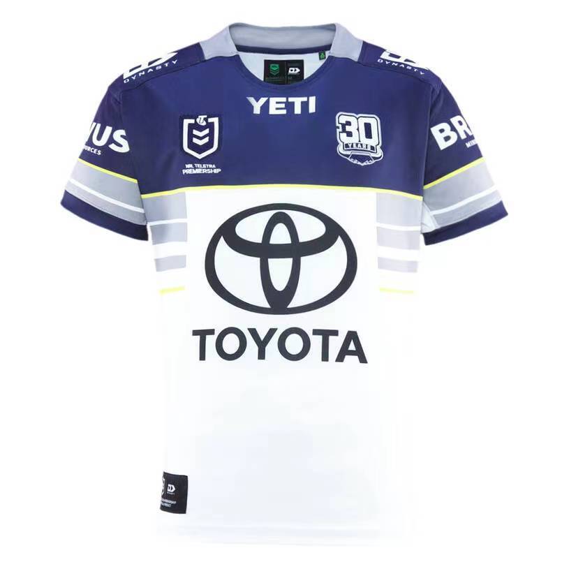 25/26 North Queensland Cowboys White and Navy with Grey Stripes Jersey