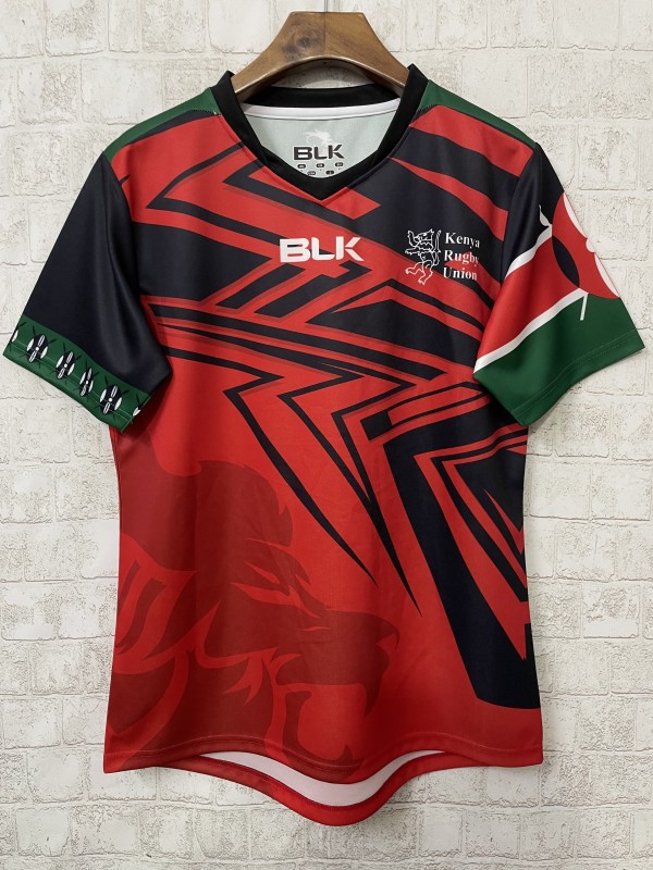 2026 Kenya Red with Black Geometric Stripes and Green Sleeves Jersey