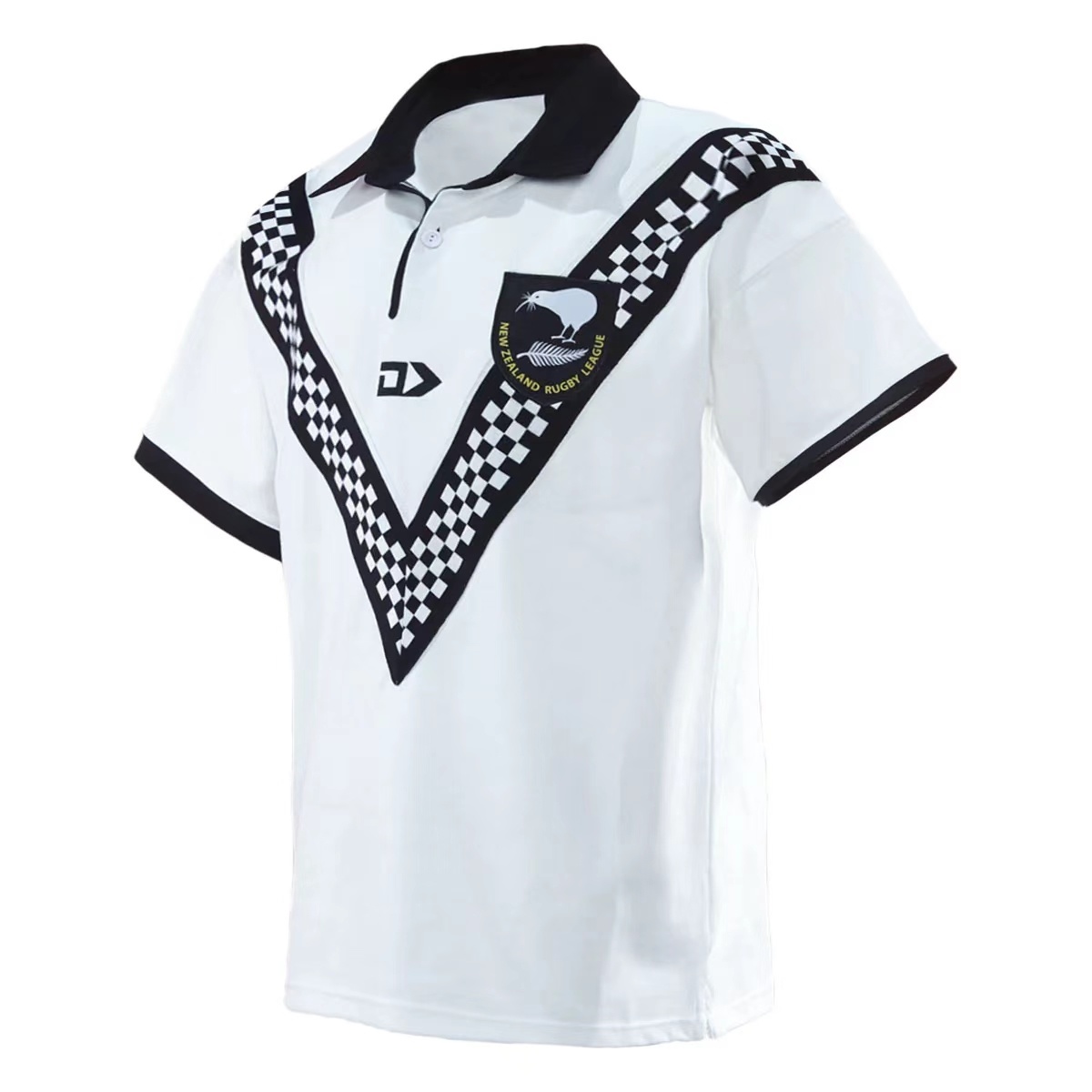 2024 New Zealand Kiwis White with Black Checkerboard V Pattern Jersey