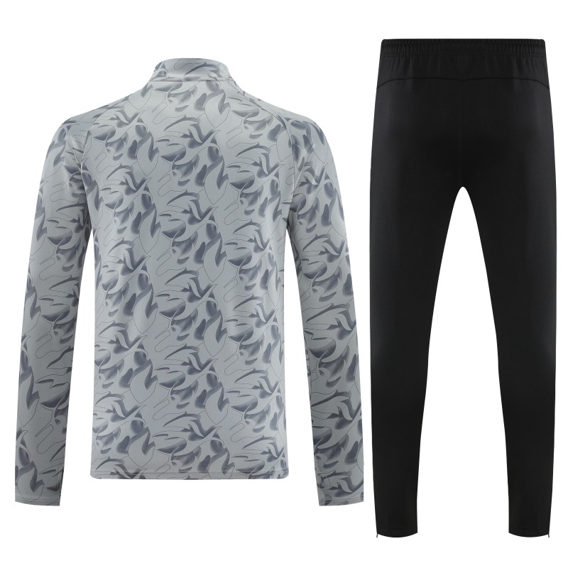 Player Version 25/26 AC Milan Grey with Camouflage Pattern Half Zipper Jacket Tracksuit +Long Pants