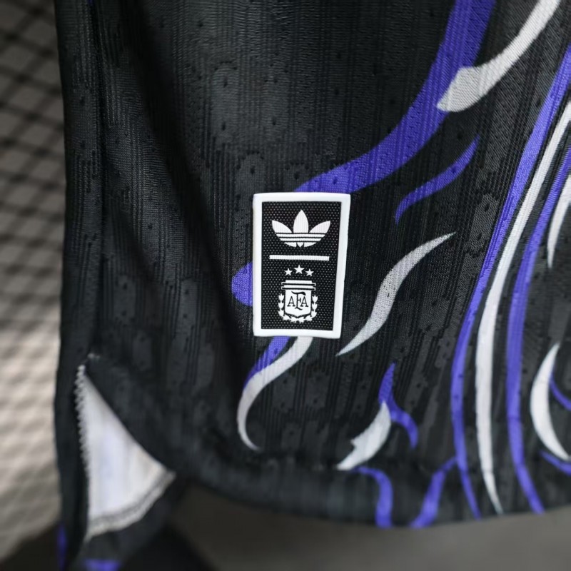Player Version 2026 Argentina Third Black with Artistic Swirl Pattern Jersey