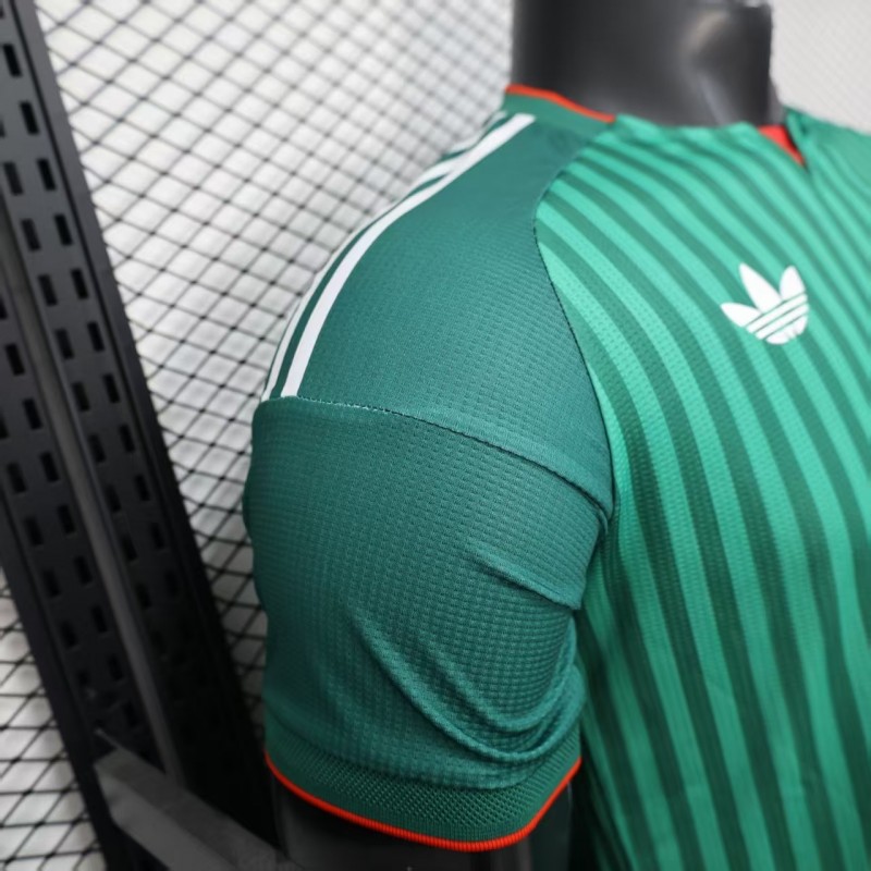 Player Version 2026 Algeria Home Green with Vertical Stripe Pattern Jersey