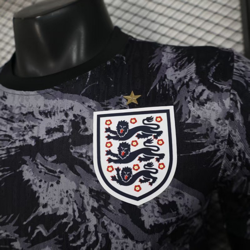 Player Version 2026 England Dark Navy with Lion Brushstroke Pattern Jersey
