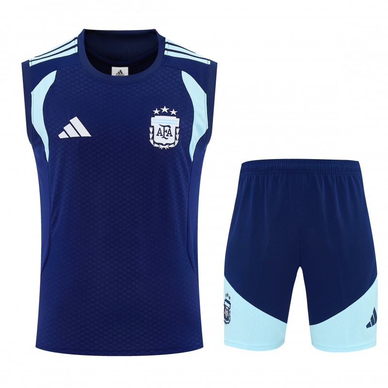 26/27 Argentina Navy Blue Sleeveless Training Vest +Soccer Shorts