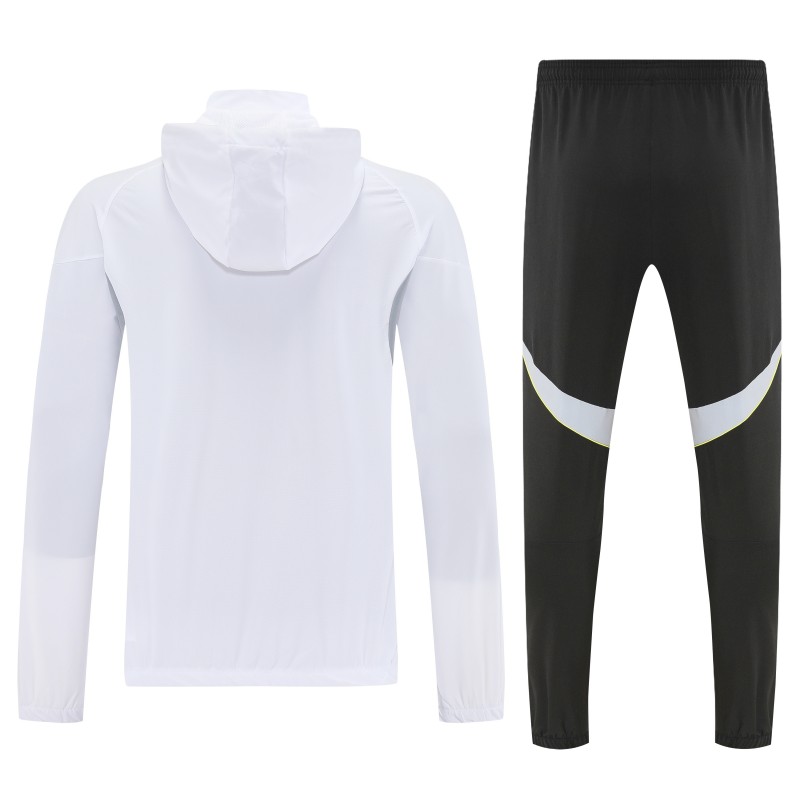 26/27 Adidas White Full Zipper Hooded Jacket Tracksuit + Long Pants