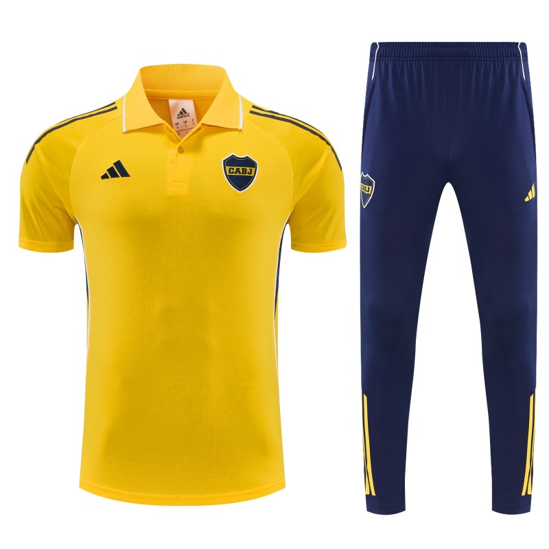 26/27 Boca Yellow Polo Training Shirt + Long Pants Tracksuit