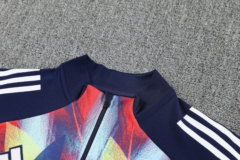 26/27 Arsenal Navy Blue Flame Print Half Zipper Jacket Tracksuit + Long Pants