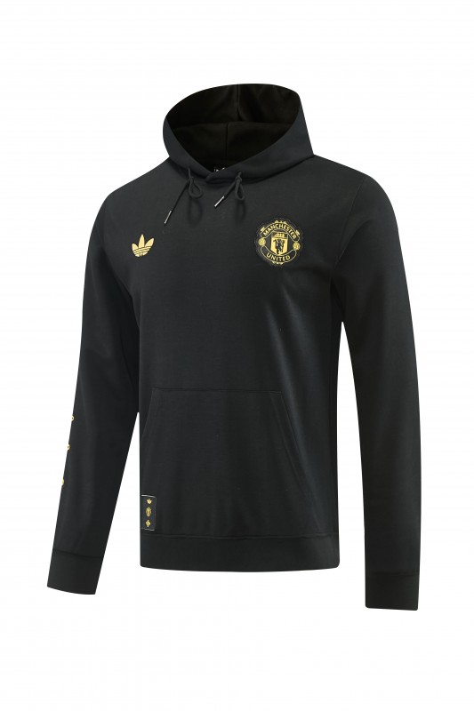 26/27 Manchester United Black Pullover Hooded Tracksuit + Long Pants