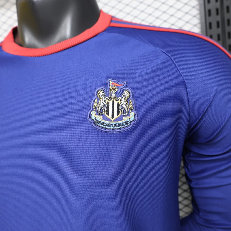 Player Version 26/27 Newcastle United Blue 1990 Vintage Remake  Long Sleeve Away Jersey