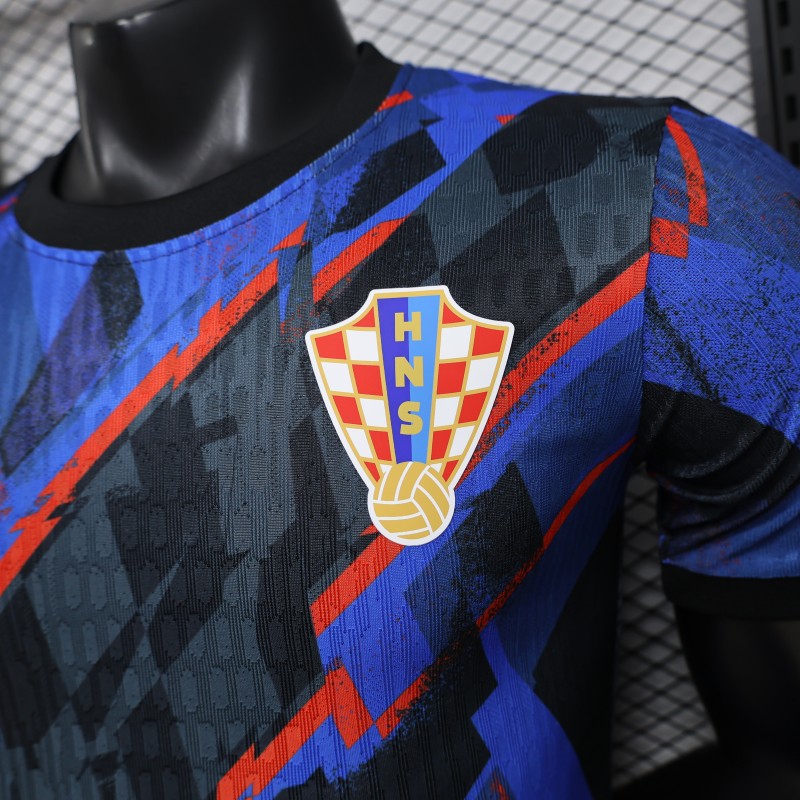 Player Version 2026 Croatia Third Special Edition Blue with Abstract Geometric Brushstroke Pattern Jersey