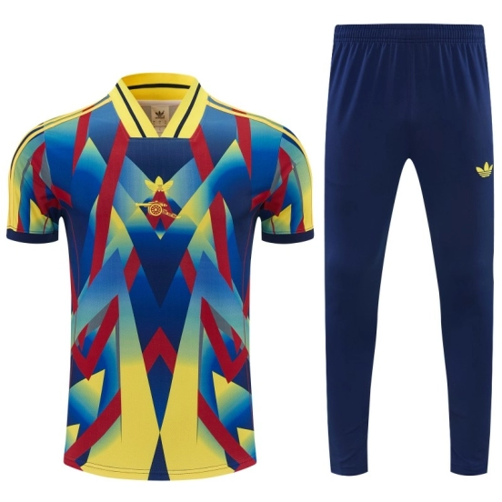 26/27 Arsenal Yellow Blue Red Geometric Multicolor Short Sleeve Tracksuit + Long Pants