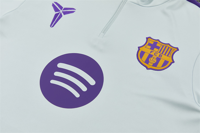 Player Version 26/27  Barcelona Light GreyHalf Zipper Jacket+Long Pants