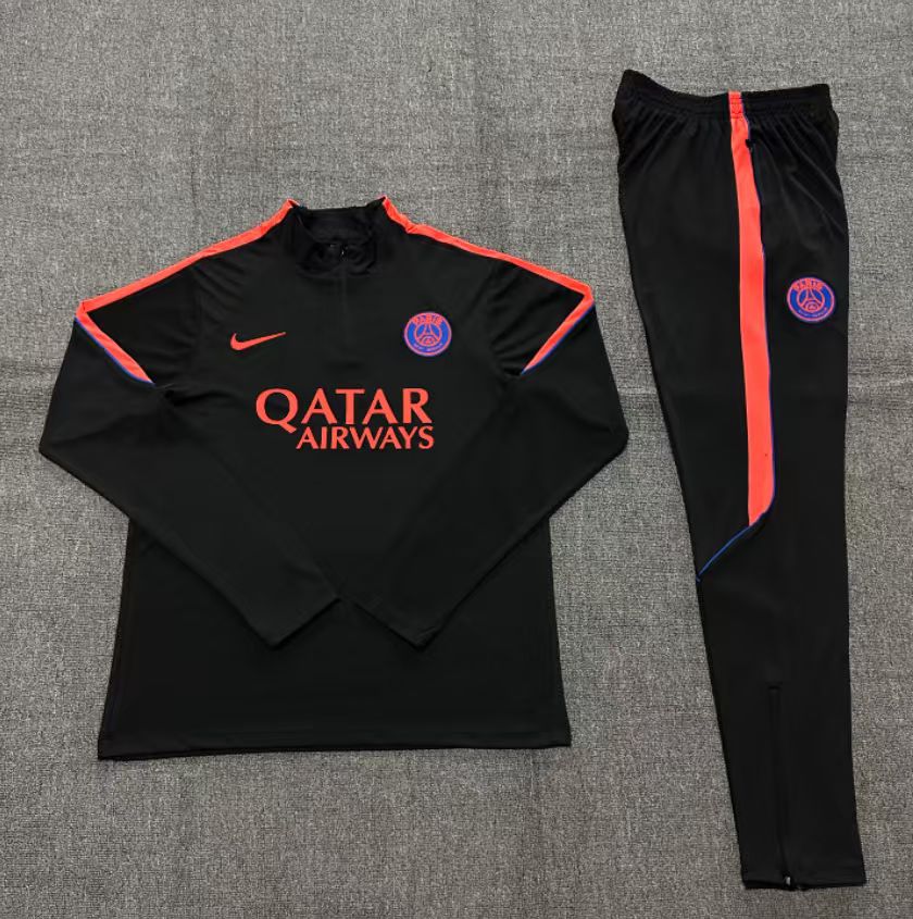 Player Version 26/27 Kids Paris Black Half Zipper Jacket+Long Pants